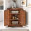 Brown Triangle Bathroom Storage Cabinet With Adjustable Shelves, Freestanding Floor Cabinet For Home Kitchen-1385391569