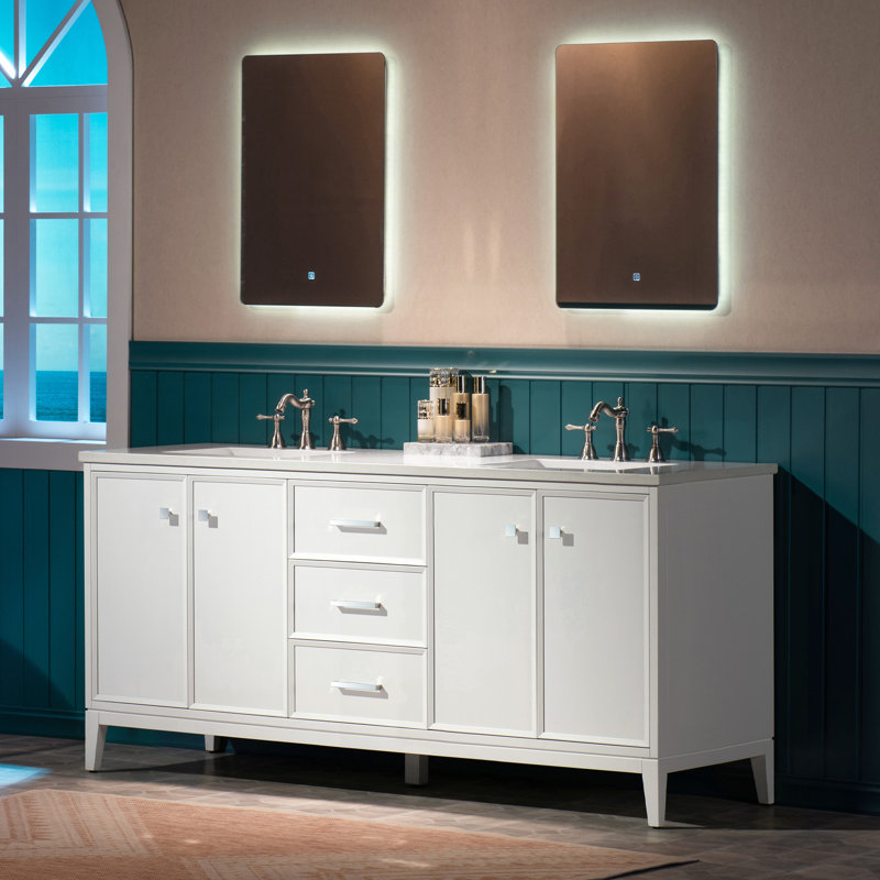 Lyon WOODBRIDGE Bathroom Vanity – Sink with Engineered Stone Top, Pre-drilled for Widespread Faucets, Solid Wood Frame & Drawers, Fully Assembled and Ready for Installation