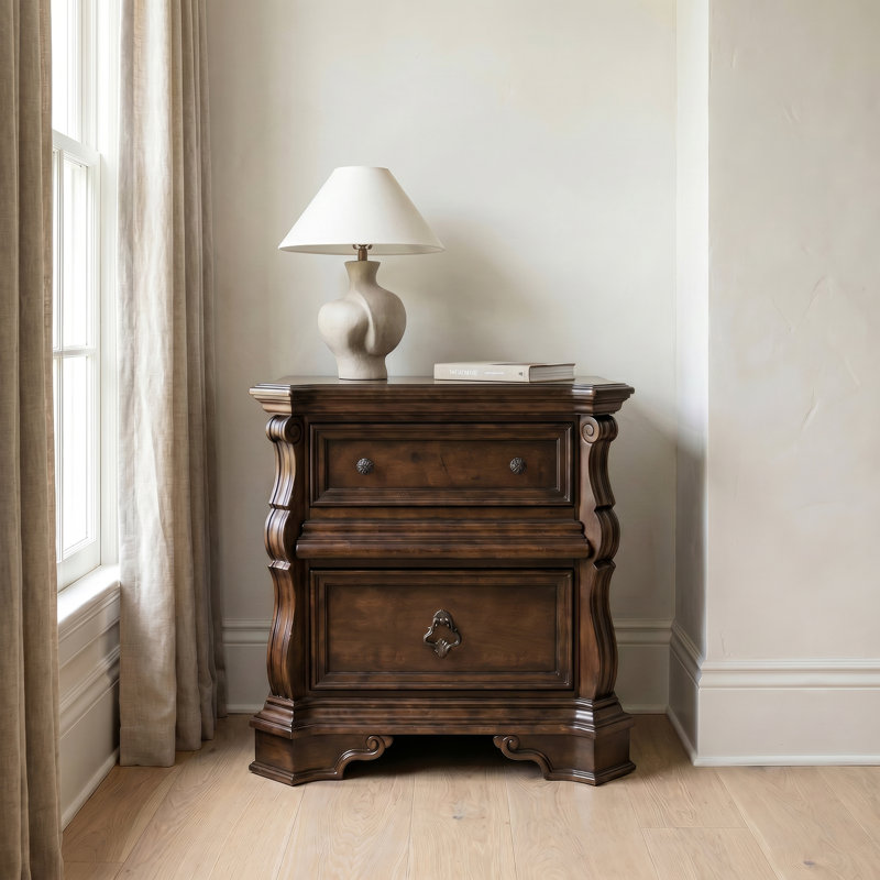 Ashyla 3 Drawer Nightstand w/ Felt Lined Top Drawer