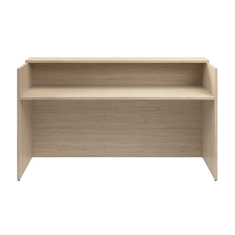 Natural Elm Adjustable Height Reception Desk with Shelf