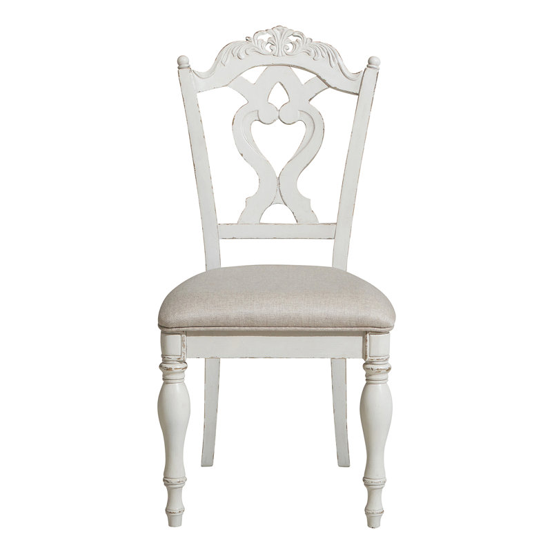 Chaise de bureau victorienne de style victorien blanc antique avec siège rembourré 1pc