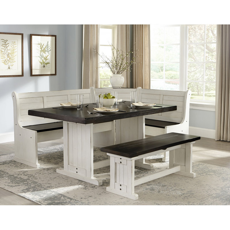 Villepinte 4 - Piece Solid Wood Breakfast Nook Dining Set, European Cottage