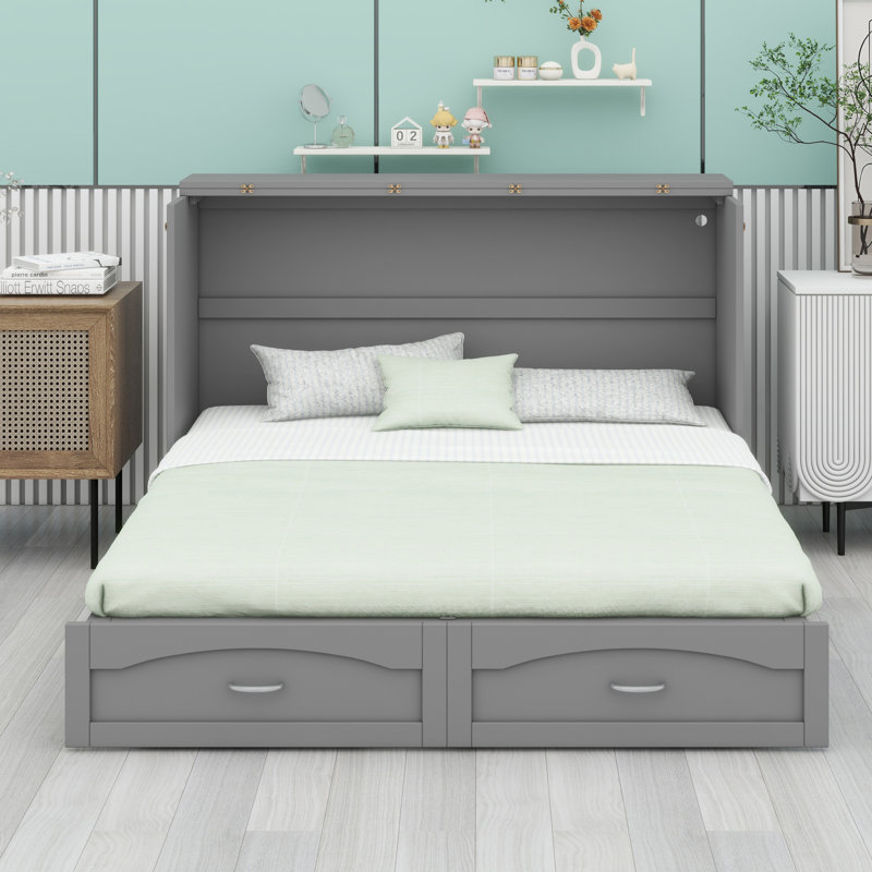 Dyemond Murphy Storage Bed, Queen, Gray