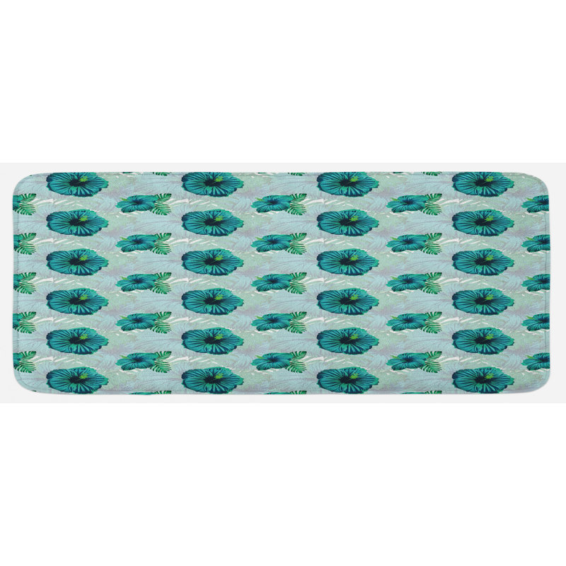 Coastal Floral Polyester Kitchen Mat