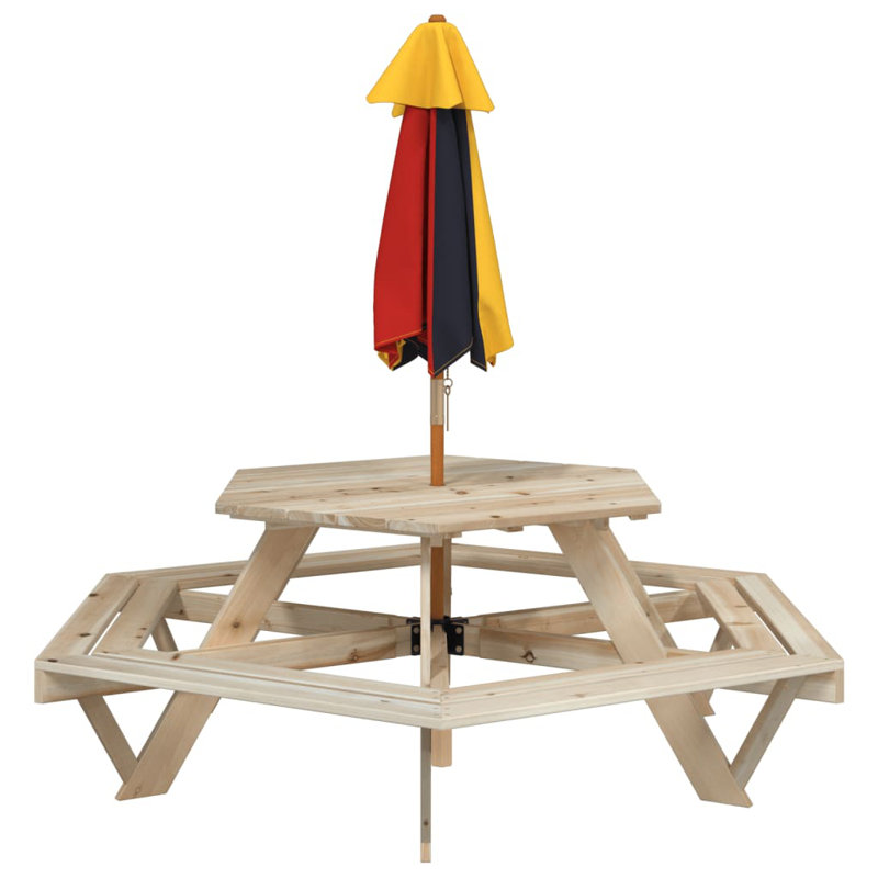 Helvig Kids 2 Piece Solid Wood Hexagonal and Chair Set