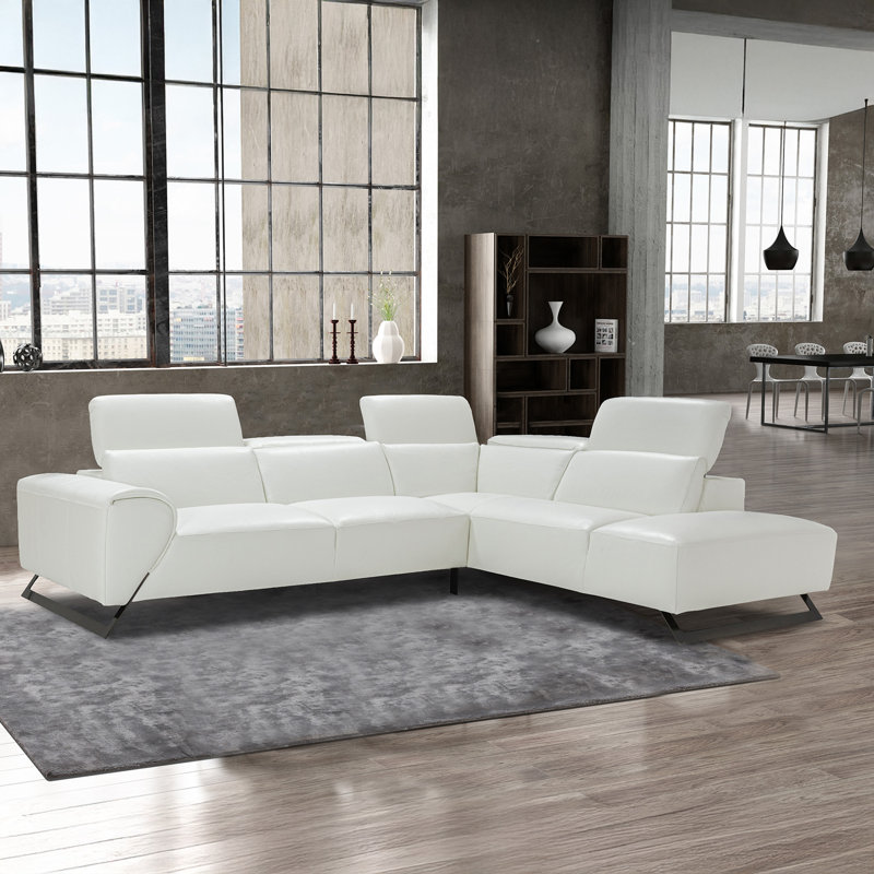 Canapé modulaire en cuir Vesuvio gris foncé, Orienté à droite