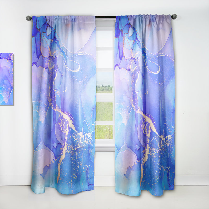 Purple And Blue Liquid Fuchia Art VIII - Abstract Curtain - Velvet Room darkening - 1 panel
