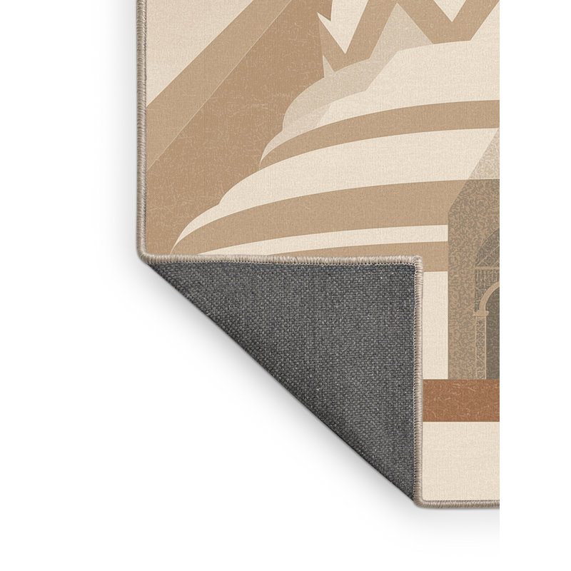 Tapis beige moelleux moelleux à motif géométrique minimaliste Steinber, 5 x 8
