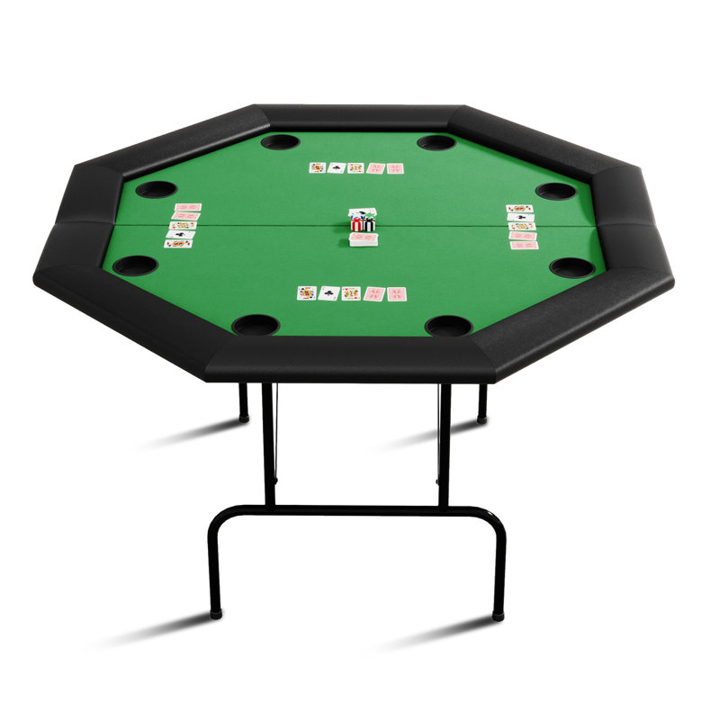 Table de poker professionnelle pliable octogonale pour 8 joueurs - table de jeu de style casino, Noir mat / vert