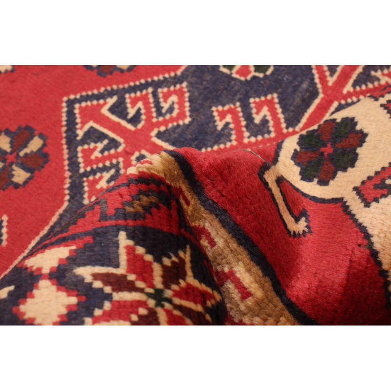 Kargahi One-of-a-Kind Runner: 2'10" X 9'10" New Age Runner Wool Area Rug in Red