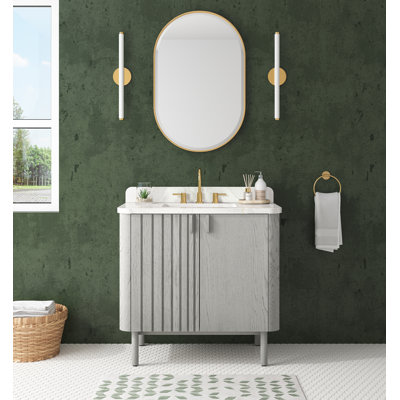 Meuble-lavabo sur pied simple 37 po avec plateau en quartz Blakely