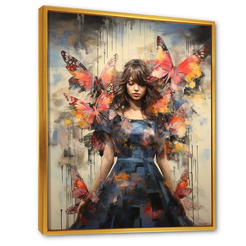 «Hippie Woman Renaissance Botanicals II - Pop Art», reproduction d'art mural, Cadre flottant doré, H 40 po x l 30 po