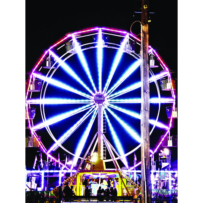 «Ferris Wheel At Night» par Joseph Elliot - reproduction de photo, H 32 po x l 24 po x P 0,15 po, Papier, Pas de tapis