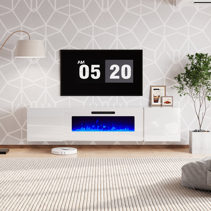 Meuble télé Bhhatu Highgloss, 80", Entièrement blanche