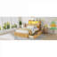 Petite chambre à coucher ou lit plateforme simple en bois massif avec rangement personnalisable et éclairage à DEL intégré, naturel chaleureux