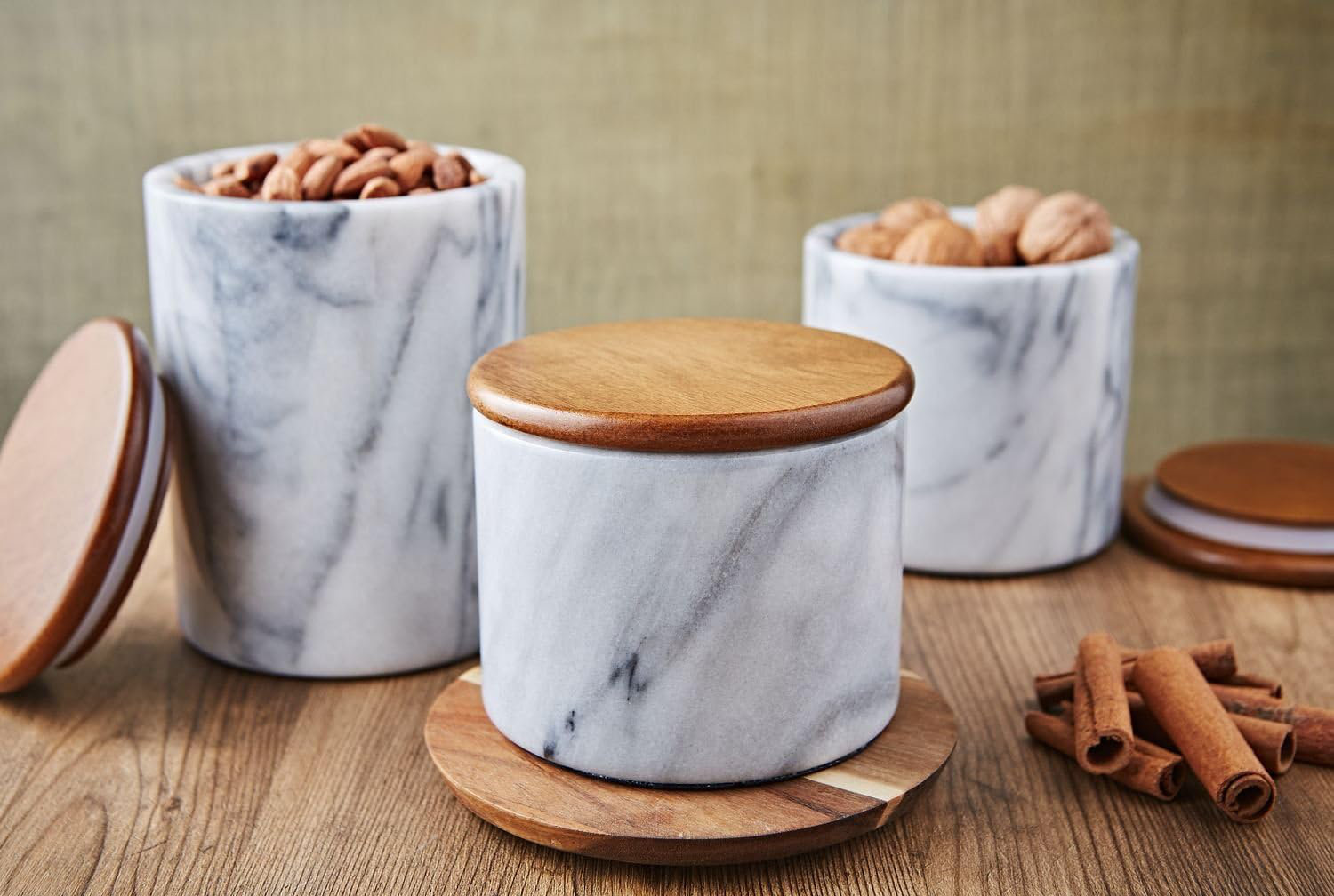 Genuine Marble Kitchen Canister, White Matte, 1.24 kilograms