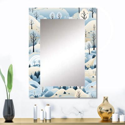 Scandinavian Winter Landscape - Miroir mural décoratif floral, miroir chalet, art en métal imprimé