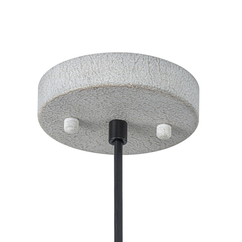 Luminaire suspendu industriel surdimensionné en métal surdimensionné, H 12,6 po x l 23,6 po x P 23,6 po, Blanc vieilli