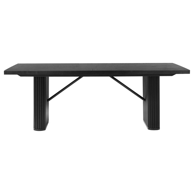 Houston Black Rectangular Double Pedestal Dining Table