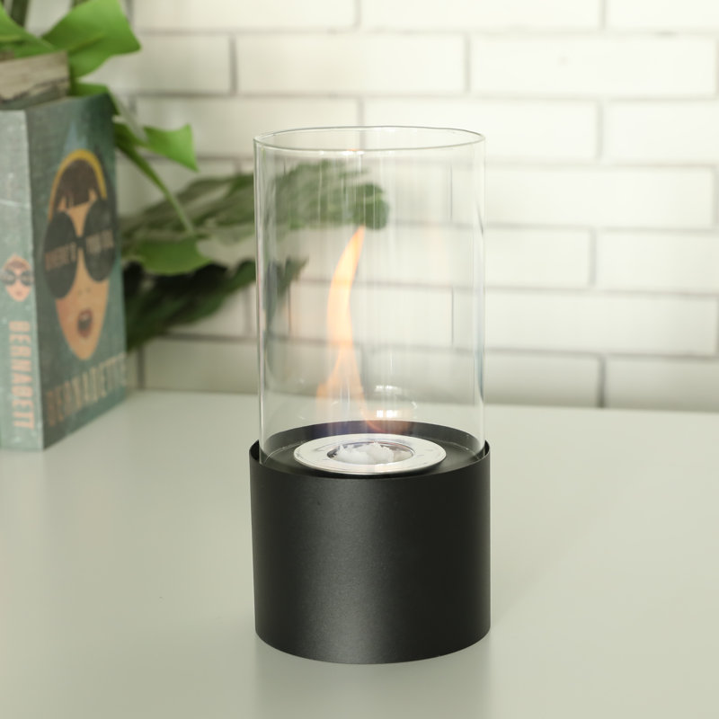 Black Metal Bio-Ethanol Free-Standing Outdoor Tabletop Fireplace