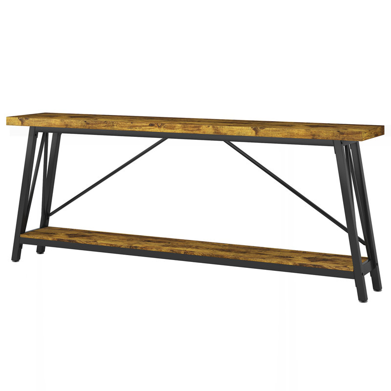 70.9" Extra Long Sofa Table, Rustic Brown/Black, Rustic Brown