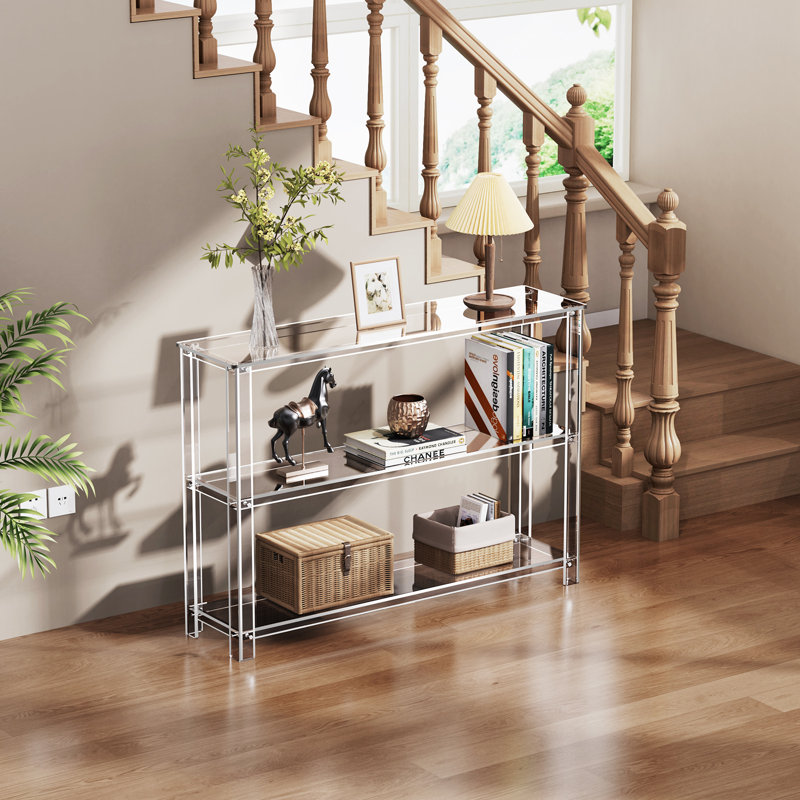Console en acrylique Laraby, table d'entrée avec rangement (45,7 po x 11,4 po x 31,5 po), Clair