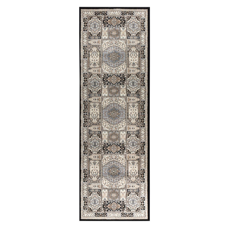 Tapis abstrait en polypropylène tissé à la machine Hameda, Rectangle 2 pi 1 po x 3 pi 3 po