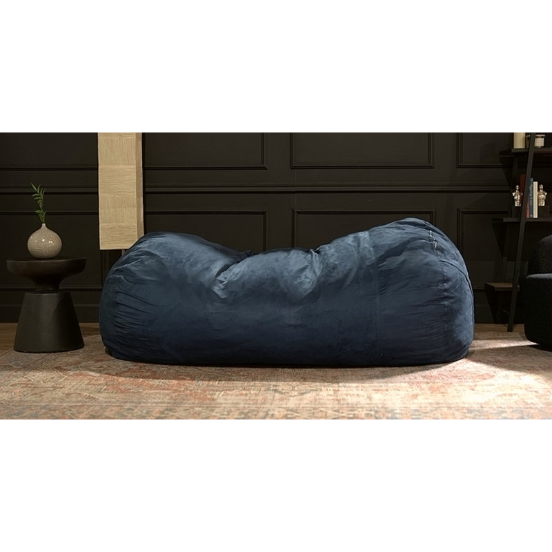 Fauteuil à billes cylindrique en suède de 6,5 pieds Marlin, bleu minuit