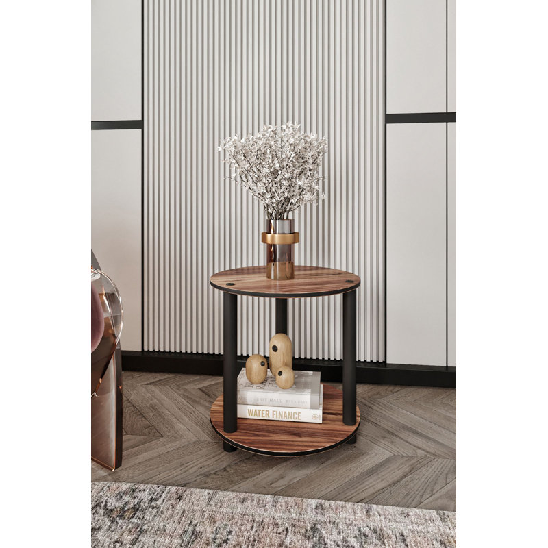 Table basse moderne, finition noyer, 13,4 x 15,0 x 13,4 pouces | 100% panneau de fibres à densité moyenne avec pieds en kraft comprimé | Conception élégante de couleur unie, parfaite pour le salon et les espaces confortables, meubles durables et élégants