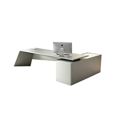 Bureau de direction simple en forme de L 102,36 "argenté