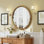 Round Wood Framed Wall Mirror, 35.43" Natural Wooden Circle Mirror for Bathroom, Bedroom, Entryway, Mid-Century Modern Decorative Mirror