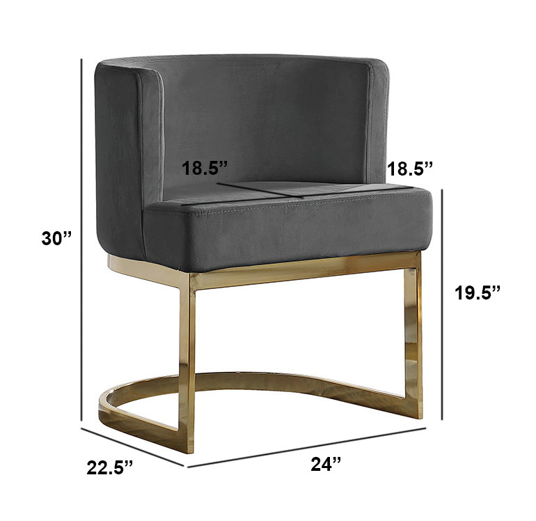 Chaise d'appoint en velours Dmitri, Gris foncé, Doré