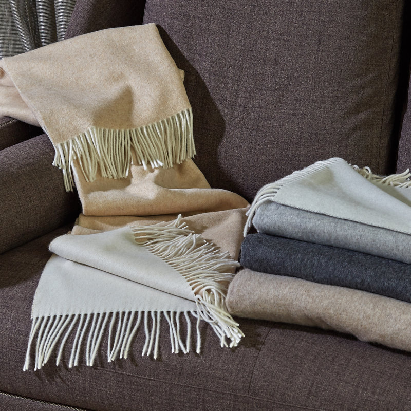 Dolomiti Hand Woven Throw Blanket, Ivory/Pearl
