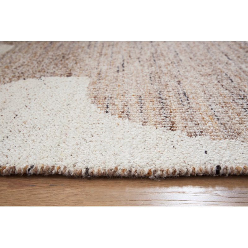 Handmade Abstract Beige and Light Brown Cotton 5' x 7' Rug