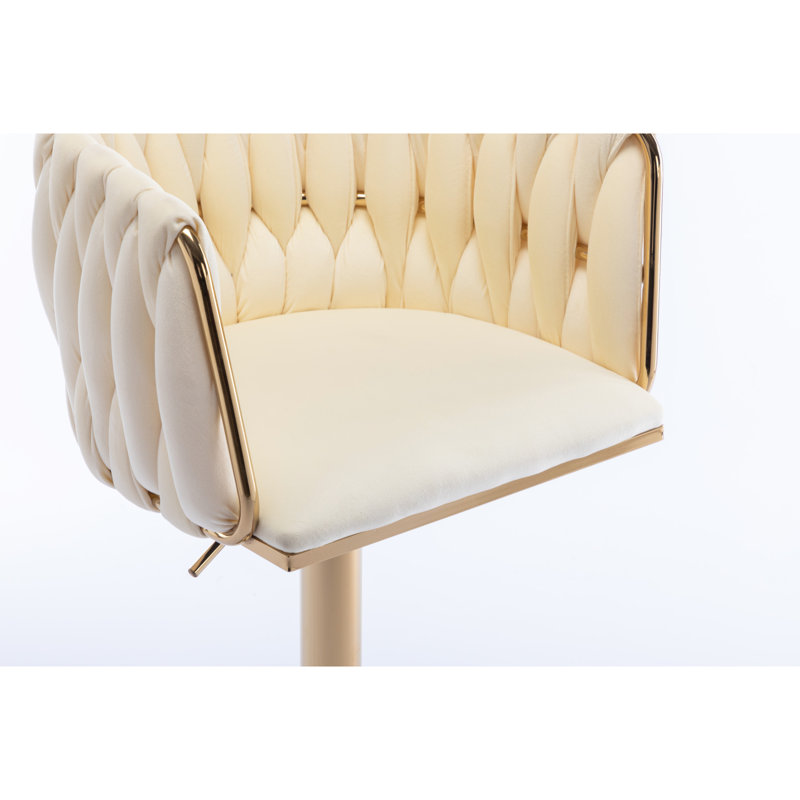 2 tabourets de bar en velours, pieds dorés, 33,39 po Hauteur, hauteur de siège réglable pour les cuisines, les cafés, les bureaux, les maisons de 2 360 rotations, confortable