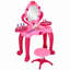 Ensemble de coiffeuse Qaba pour enfants avec miroir et tabouret, table de maquillage pour filles avec effets lumineux et sonores, 15 accessoires, ensemble de jeu d'imitation avec sèche-cheveux pour les 3 à 6 ans