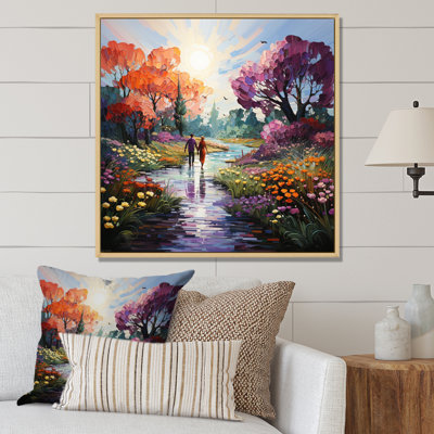 Romantic Couple In Landscape Enchanted Garden I - Romantic Landscape Canvas Art Print