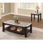 Table basse en marbre véritable avec finition cerisier foncé