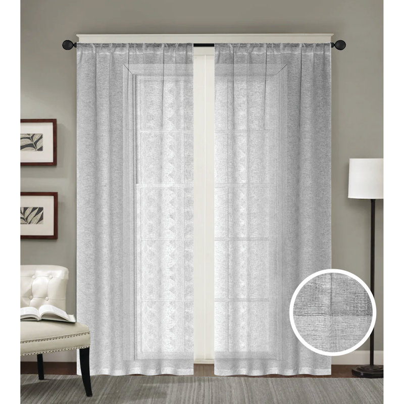 Paire de rideaux transparents Benecia, Argent argent
