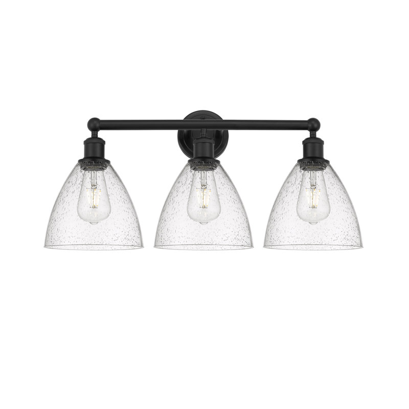 Éclairage pour meuble-lavabo de salle de bain 3 lumières 25,5 pouces Amane, Noir mat, Granuleux
