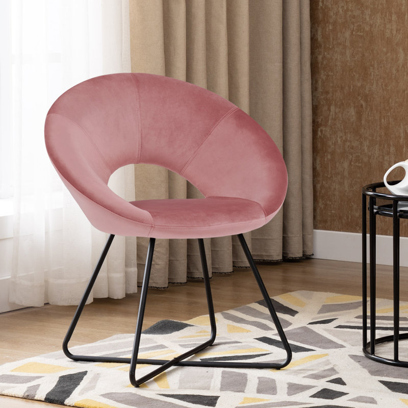 Fauteuil d'appoint moderne 28,35 po Vanezza, Velours Rosa, Noir