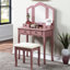 Ensemble coiffeuse et tabouret en bois