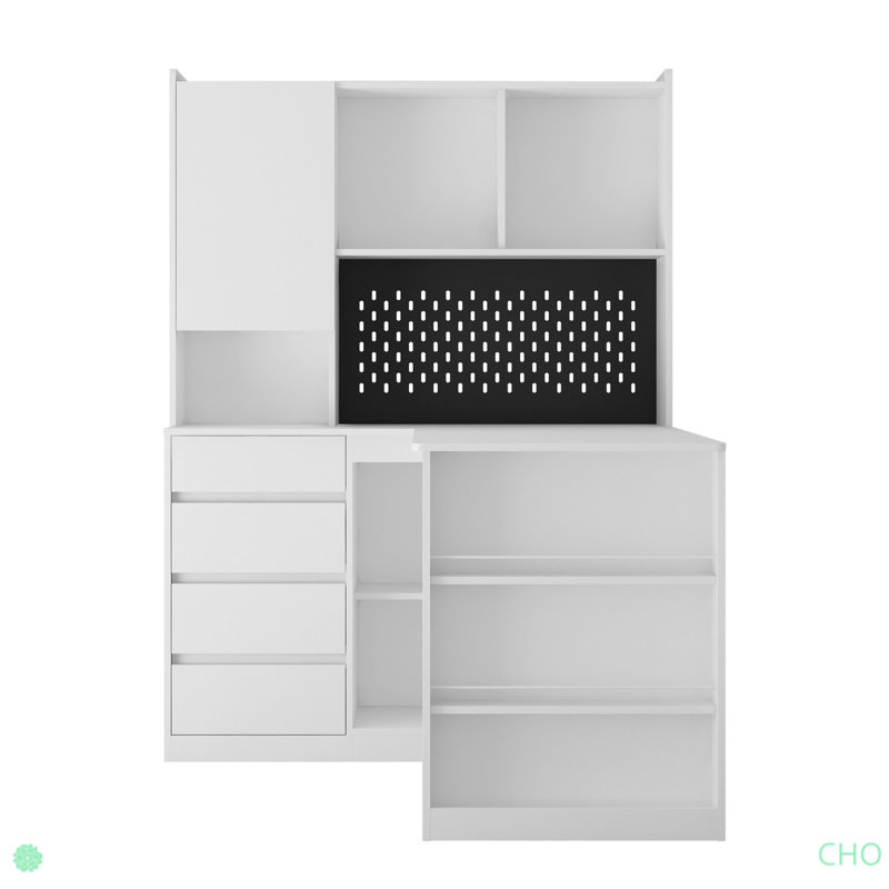Bureau en L avec chargeur, bureau d'ordinateur avec tiroirs, bibliothèque, avec éclairage à DEL, bureau d'angle moderne, bureau à domicile, bureau d'écriture en L, bureau d'ordinateur de coin avec rangement