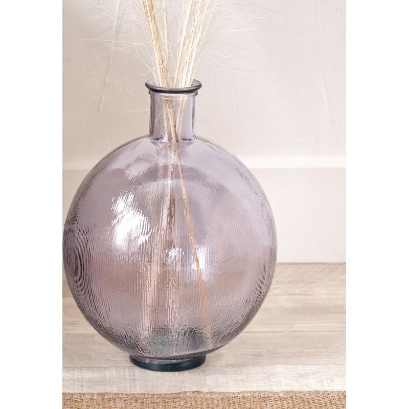 Round Recycled Glass Vase, Lilac