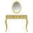 39.4"W Makeup Vanity Desk With Oval Mirror, 3-Drawer Dressing Table With Built-In Jewelry Organizer, Elegant Console Table-1501330179