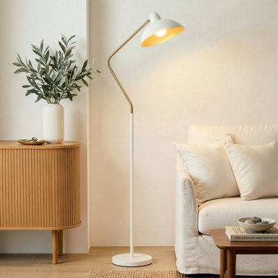 Swoop crème 62 po Lampe sur pied DEL arquée contemporaine avec abat-jour intérieur en métal doré unique