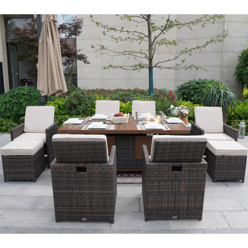Rectangular 8 - Person Dining Set with Cushions