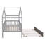 Lit simple en bois avec couchette simple, base de lit pour enfant, gris