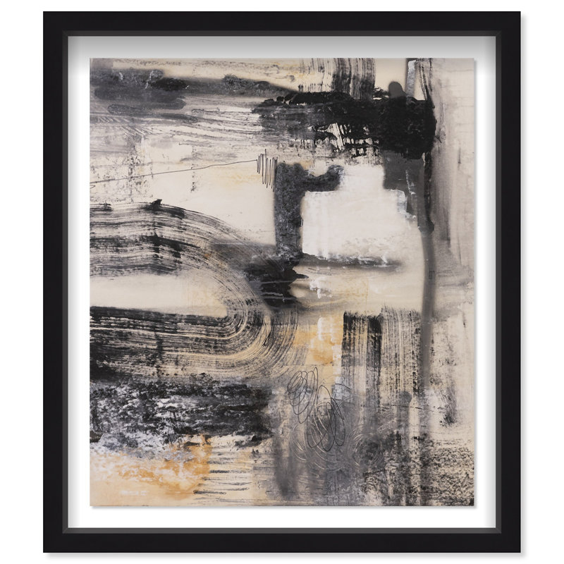 Oliver Gal Golden Ash Abstract - Luxury Shadowbox Framed Wall Art, 31.5" H x 25.5" W, Black