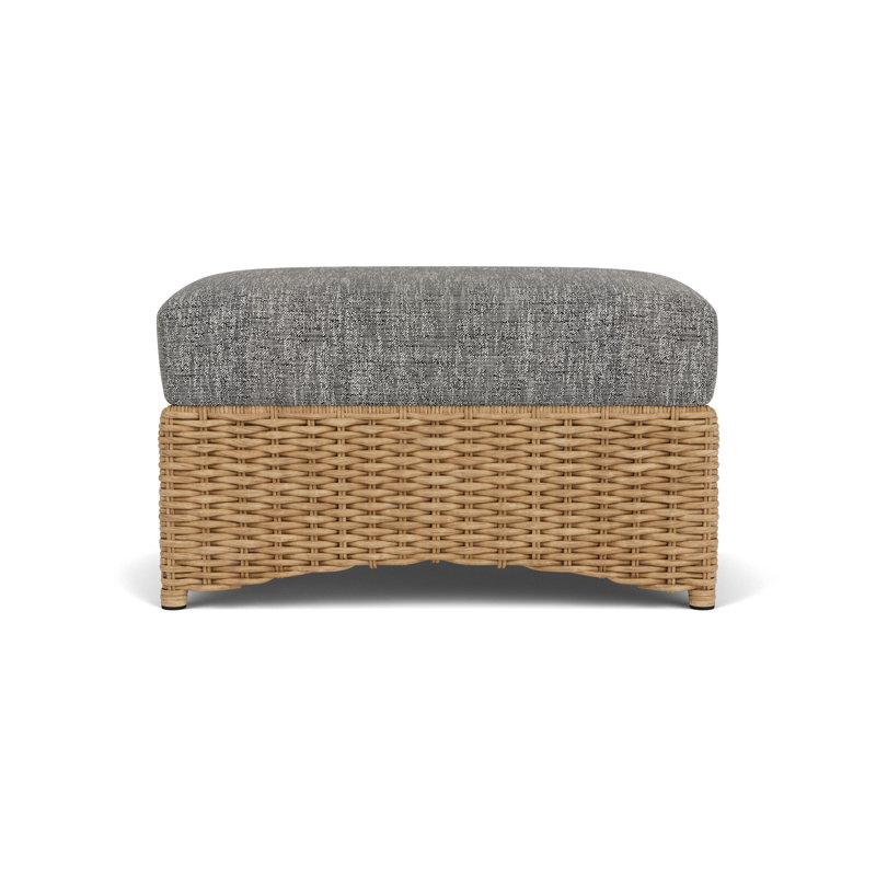 Magnolia Rectangle Outdoor Ottoman Patio Ottoman, Black Sand